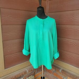 Verve Green Women's Flowy Blouse Size Large 100% Polyester EUC